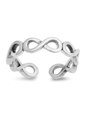 NWT- Women's Sterling Silver (925) Adjustable Toe Ring, 5 Infinity